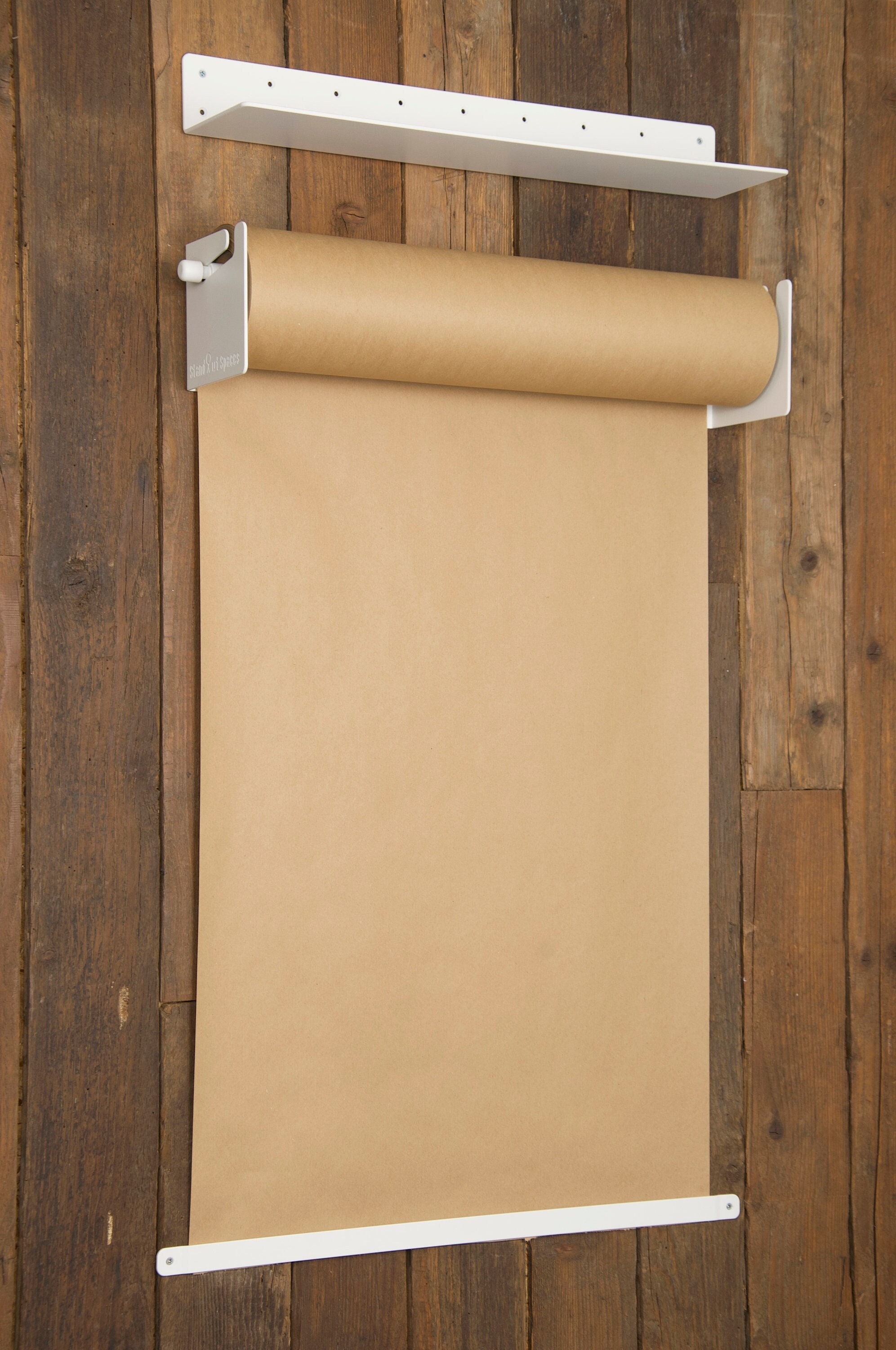  Paper Roll Dispenser and Cutter - Long 24 Roll Paper Holder -  Great Butcher Paper Dispenser, Wrapping Paper Cutter, Craft Paper Holder or  Vinyl Roll Holder - Wall Mountable : Office Products