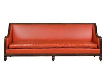 1930s French Art Deco Oak Canape in Faux Leather