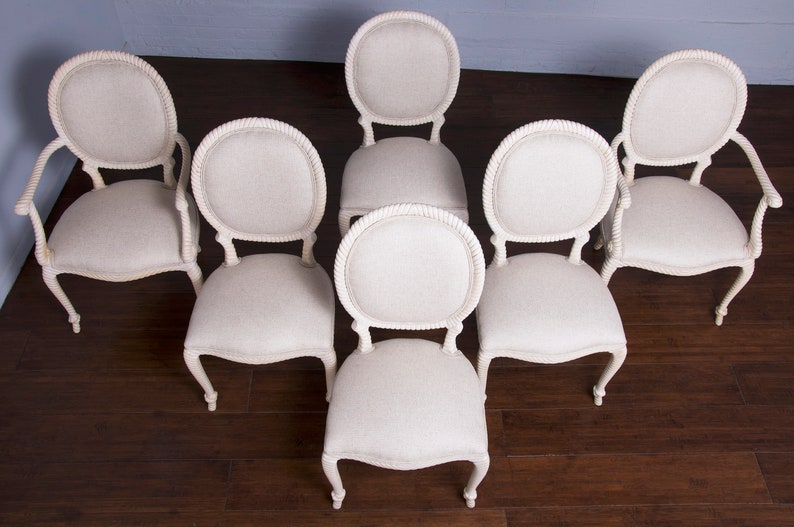 Napoleon III Style Faux Rope Painted Dining Chairs Set of 6 image 3