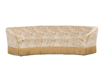 French Napoleon III Style Curved Sofa in Floral Jacquard Velvet