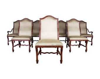 Spanish Colonial Mahogany Dining Chairs W/ Mint Suede Microfiber by Drexel Heritage - Set of 8