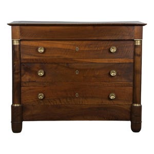 19th Century French Empire Style Walnut Chest of Drawers