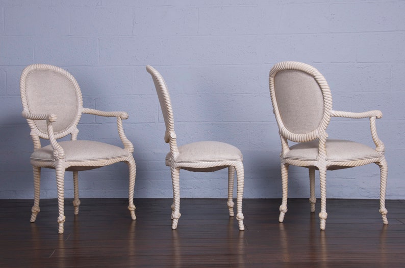 Napoleon III Style Faux Rope Painted Dining Chairs Set of 6 image 4