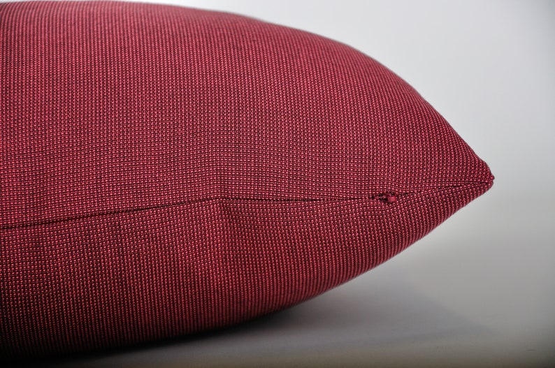 18 Raspberry Red Wool and Poly Blend Knoll Pillow
