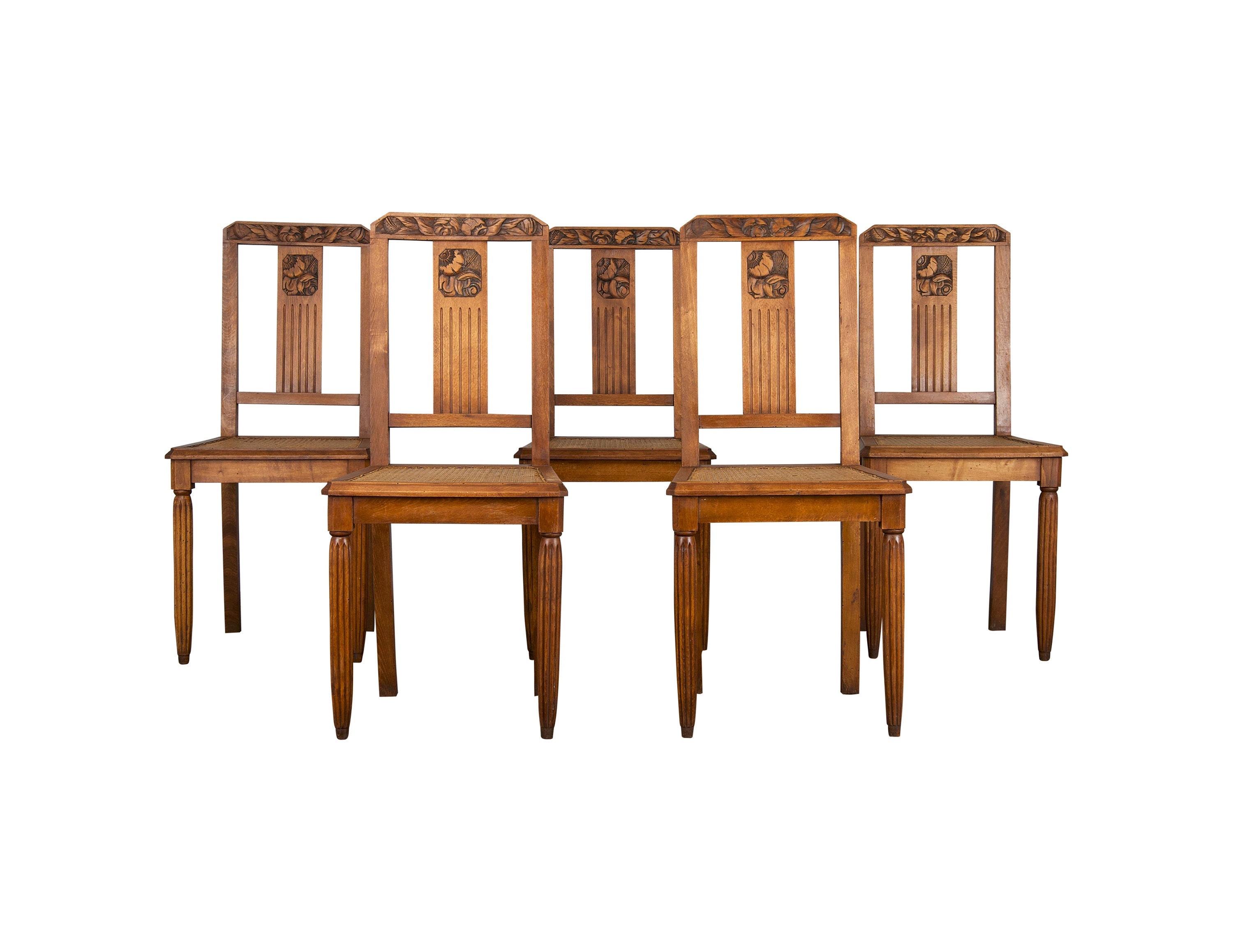 Buy 1930S French Art Deco Oak And Cane Dining Chairs Set Of 5 Online In  India - Etsy