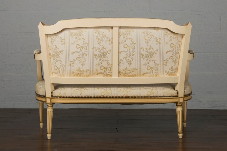 Vintage French Louis XVI Style Painted Provincial Loveseat image 10