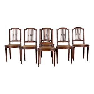 Antique French Louis XVI Style Maple Dining Chairs W/ Cane Seats - Set of 6