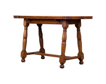 Antique Country French Provincial Tiger Oak Folding Trestle Table