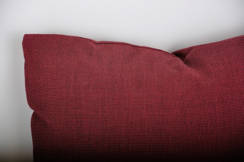 18 Raspberry Red Wool and Poly Blend Knoll Pillow