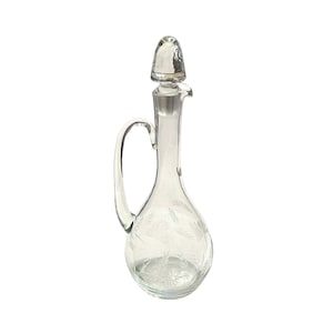 Vintage Daisy Decanter, 15 Inch, Etched Clear Glass, Daisy Pattern, Made in Romania, Original Label, Heavy Stopper.... VintageCharmHouse