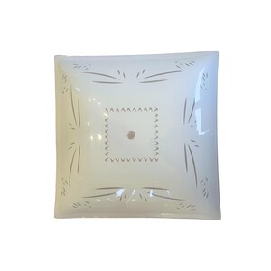 Vintage MCM 13 Inch Square Frosted Glass Ceiling Light Shade Starburst Replacement