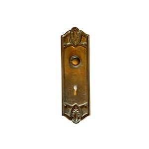 8" Antique Brass Doorknob Backplate | Victorian Palmette Escutcheon Plate
