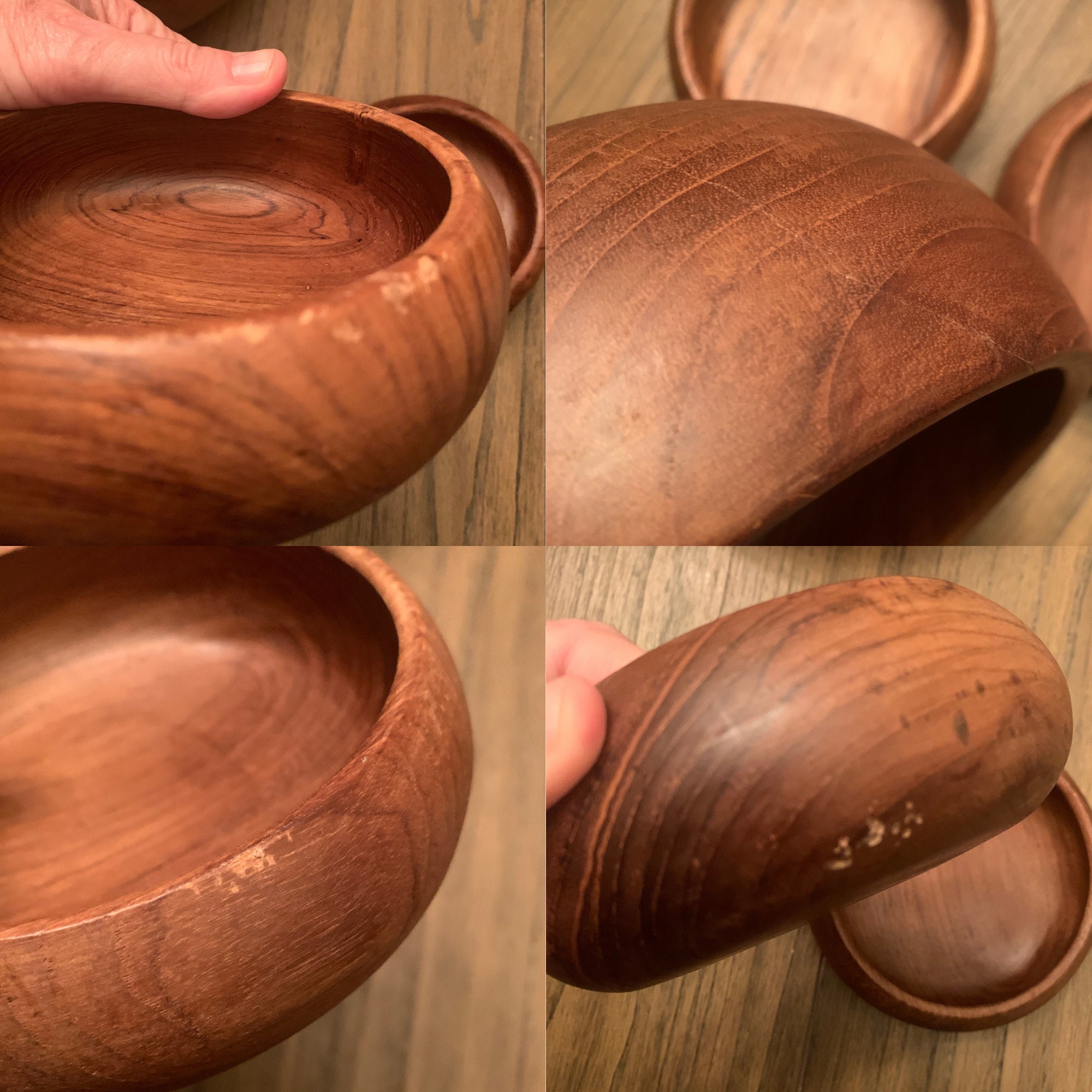 Genuine Teak Wood 5 Piece Salad Bowl Set Made in Thailand Etsy