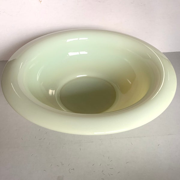 Vintage Jadeite Rolled Edge Bowl, Extra Wide Rim, Translucent, Green Yellow Glass, Gorgeous Console/Serving Bowl..... VintageCharmHouse