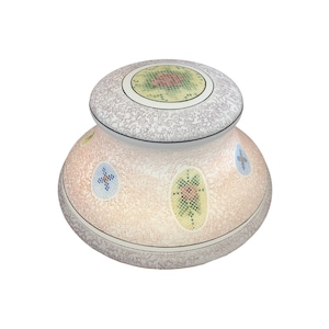 Vintage Painted Milk Glass Light Shade, Flush Mount Ceiling Light, Glass Lamp Shade, Embroidery Style, Vintage Lighting..VintageCharmHouse