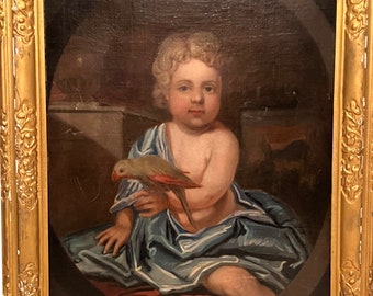 Studio of Sir Peter Lely 17th Century Portrait Oil Painting of a Child....VintageCharmHouse