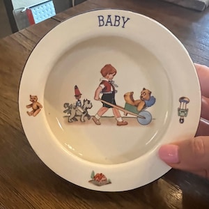 1930s Baby Bowl, Czech, Made in Czechoslovakian, Stamp, Baby Feeding Bowl, Farmhouse, Country, Child&#39;s Dish..... VintageCharmHouse