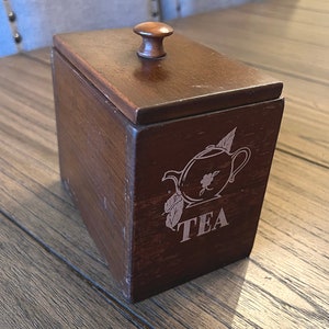 Caja de té de recetas de madera vintage, caja de recetas con tapa, tapa con asa, caja de tarjetas de archivo, cajón de especias de encimera... VintageCharmHouse