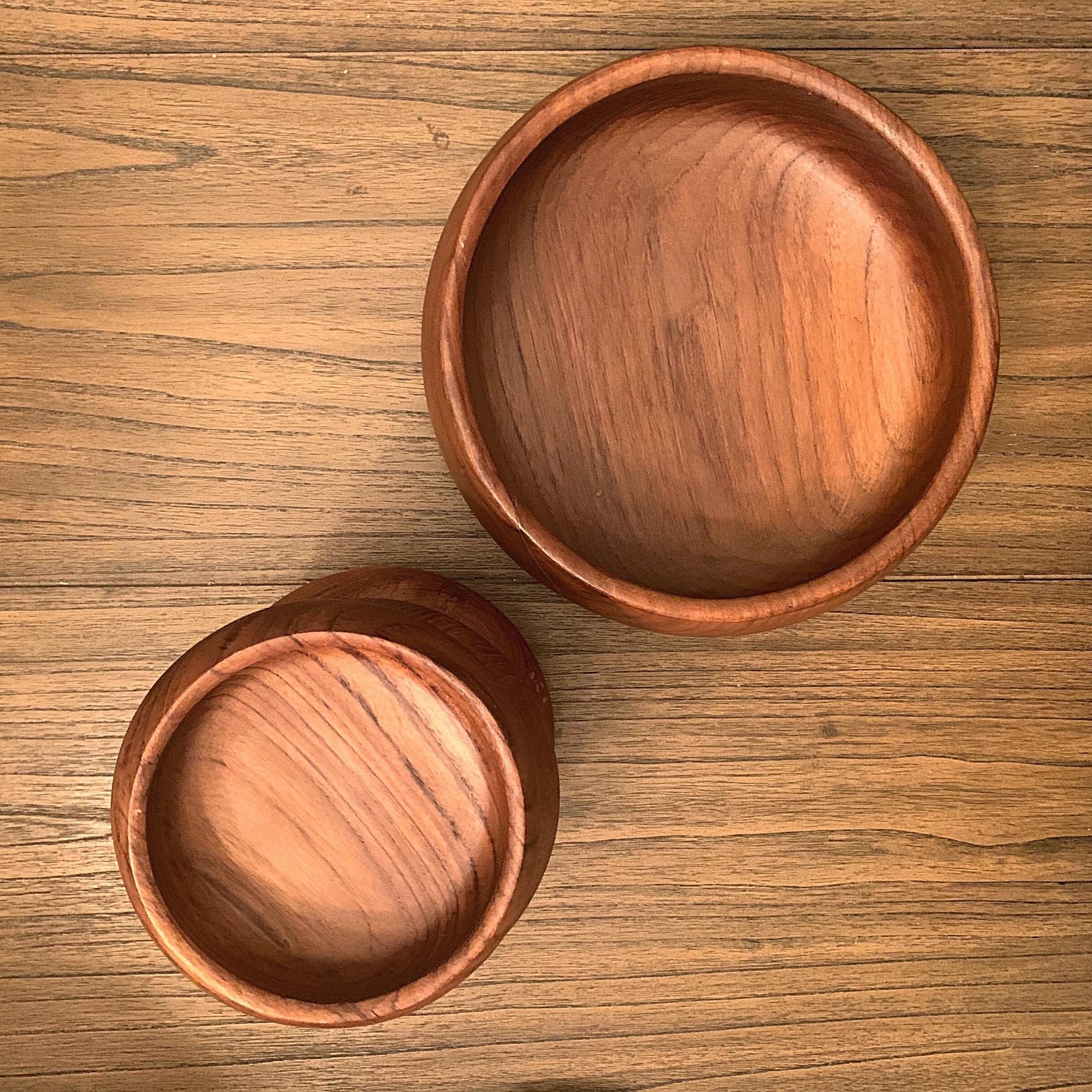 Genuine Teak Wood Salad Bowl Set Made in Thailand Mid Etsy