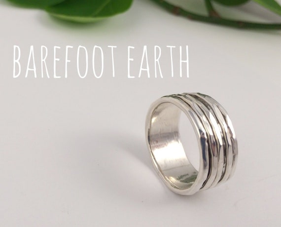 Sterling Silver Spinner Ring, Meditation Ring, Fidgit Ring, Organic, Talking Ring, .925