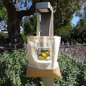 Tote bag with embroidered oranges