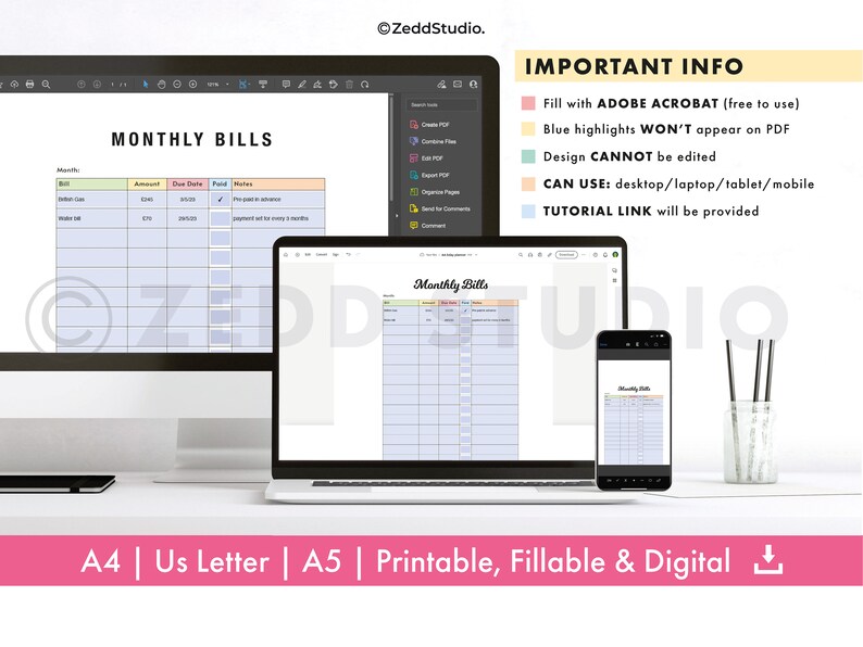 Editable Monthly Bill Tracker Printable Tracker Payment - Etsy UK