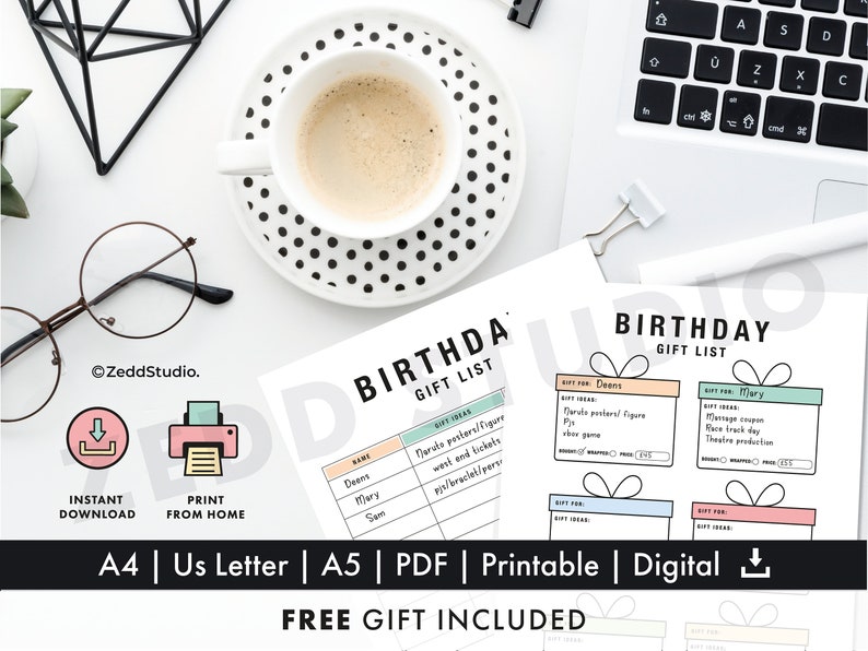 Editable Birthday Gift List Printable Birthday Reminder Gift Etsy