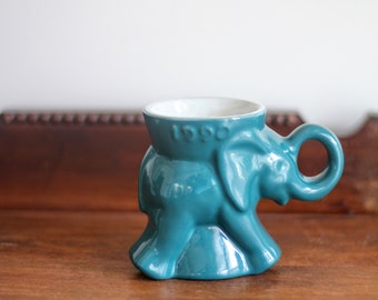 1990s Frankoma Pottery GOP Elephant Political Mugs