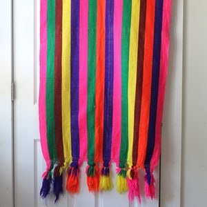 Bright Striped Throw, Shawl, Table Runner with Tassels