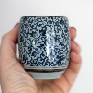 Blue Floral Stoneware Tea, Set of Five