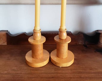 Rustic Wooden Handmade Candlestick Holders