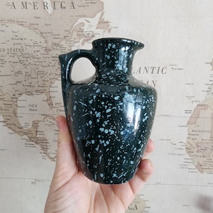 Green and White Speckled Frankoma Pottery Jug Vase #838