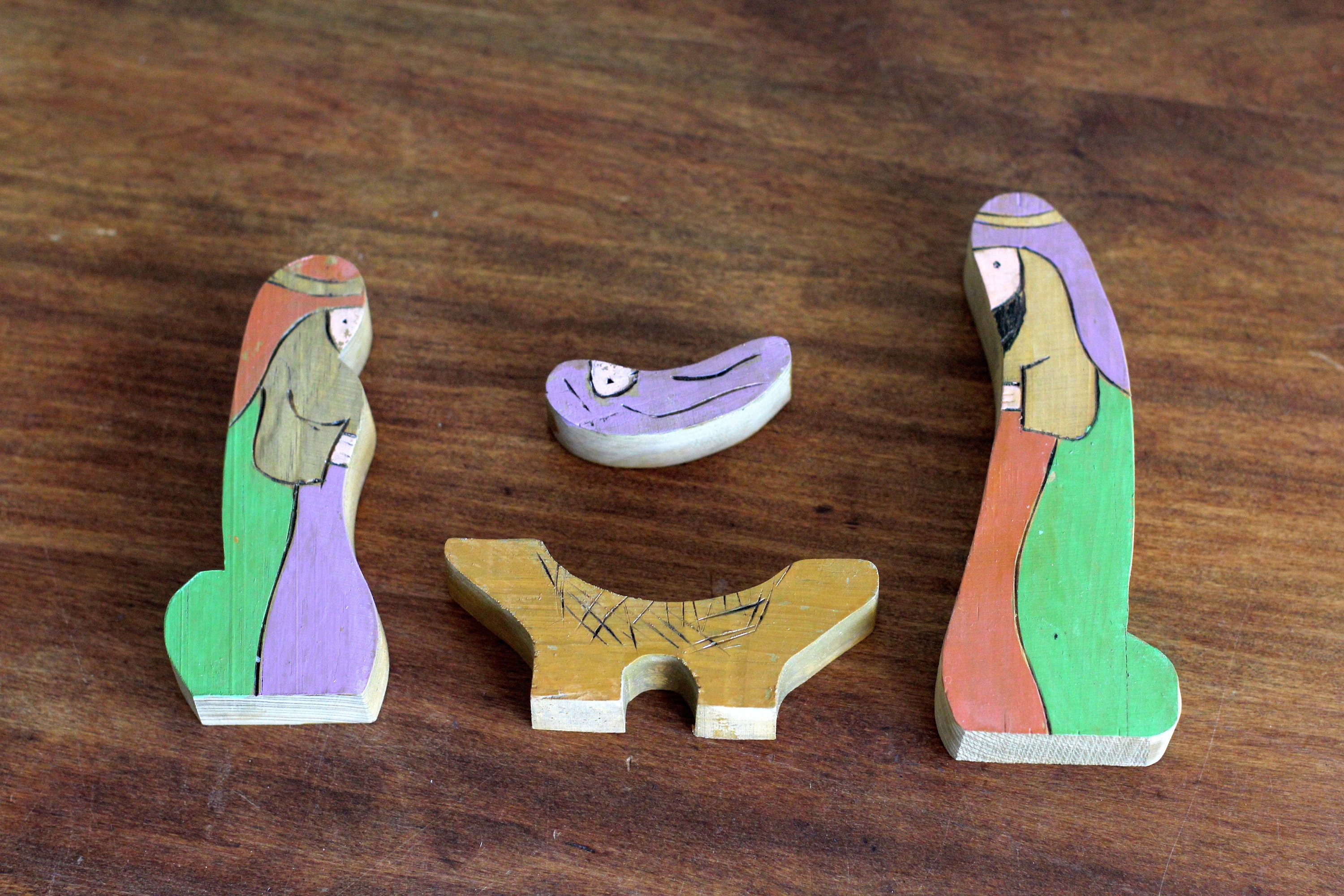 Wooden Block Nativity Set Four Pieces Etsy Australia