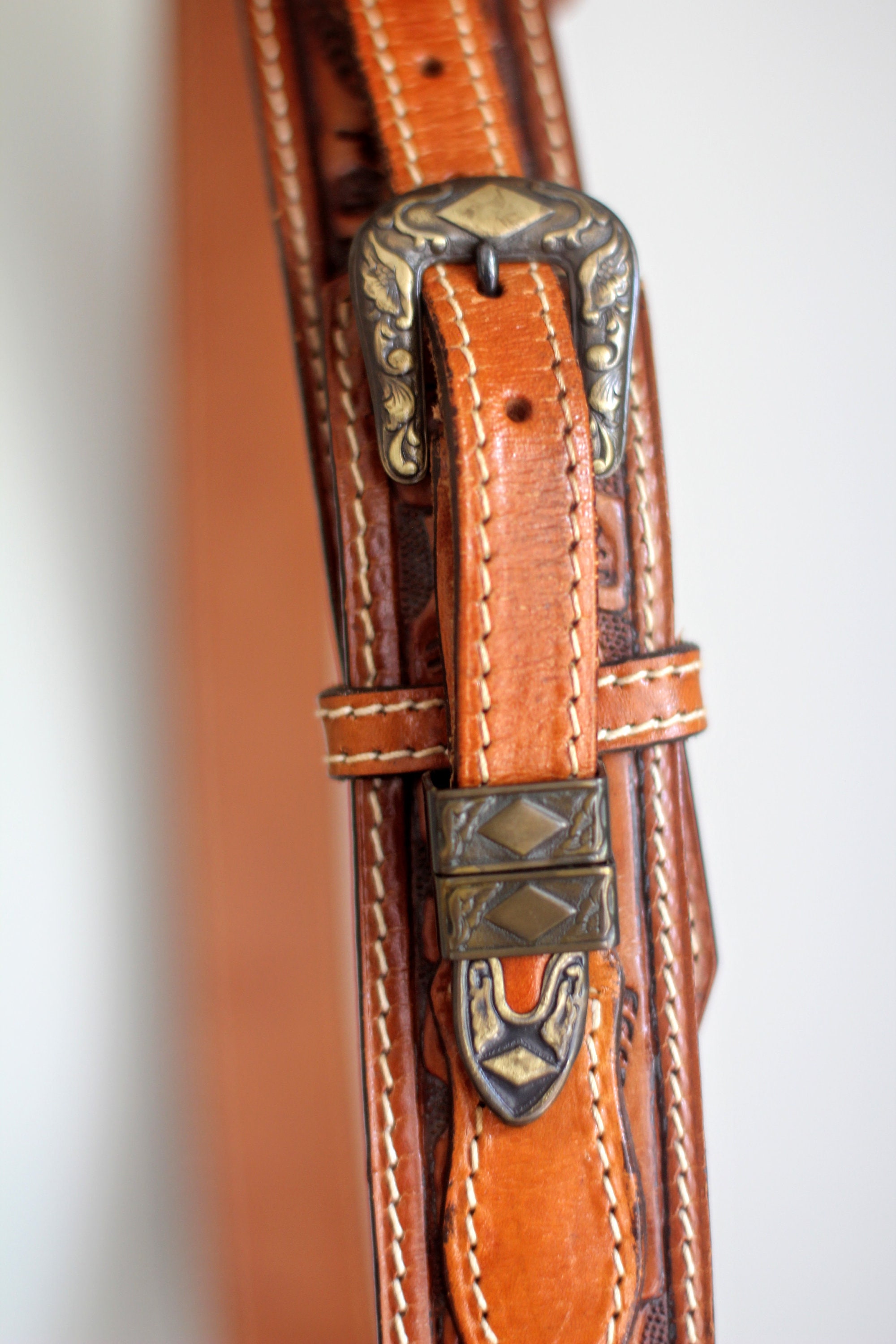 Hand Painted Big John Leather Belt Size 42 -  Israel