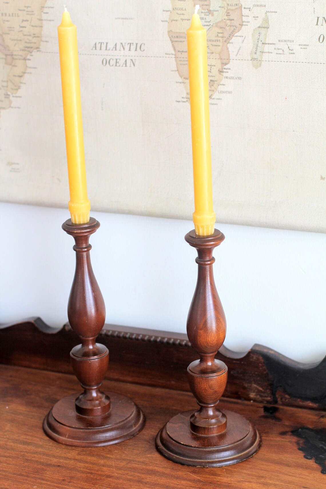 Wooden Candlestick Holders, Set of Two - Etsy