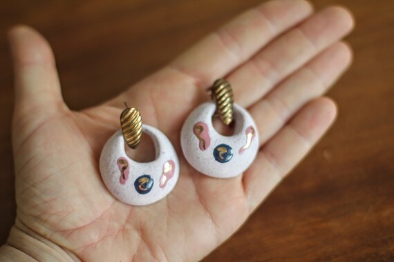 Funky Ceramic Earrings with Brass - image 3