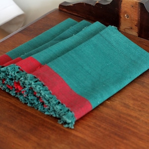 Green and Red Napkins, Set of Four