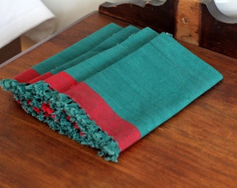 Green and Red Napkins, Set of Four