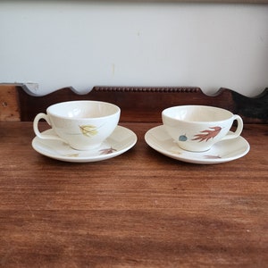 Franciscan Autumn Tea Cups and Saucers, Set of Two (Plus Two Extra Saucers!)