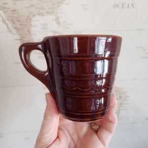 Dark Brown USA Pottery Mugs, Set of Two