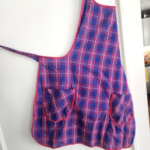 Vintage Apron in Blue and Red