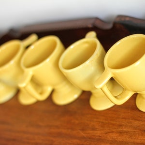 Yellow Frankoma Pedestal Glasses with Handle, C15, Set of Five