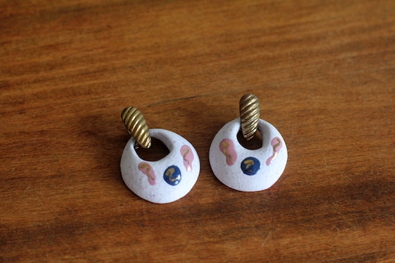 Funky Ceramic Earrings with Brass - image 2