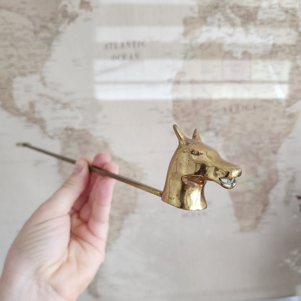 Brass Candle Snuff with Greyhound