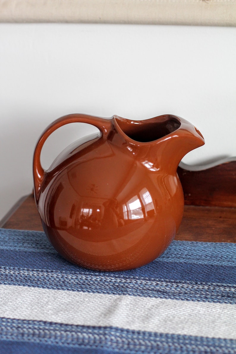 Vintage Hall Pitcher 633 Brown and Round Etsy