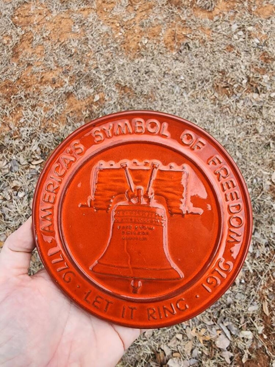 Frankoma Pottery Liberty Bell Trivet in Flame Etsy