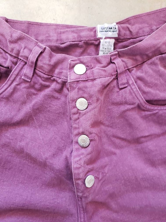 So Stanza Purple Button Up Jean Shorts - image 5