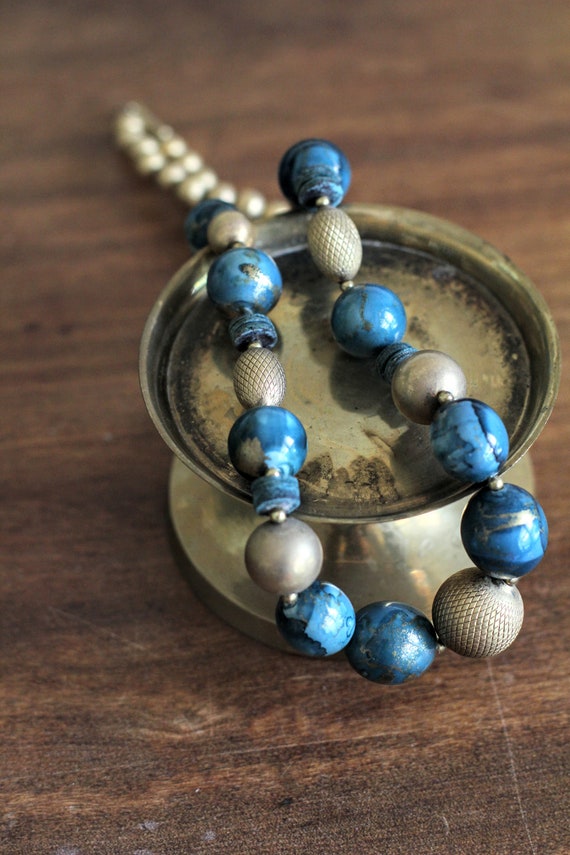 Vintage Dauplaise Necklace in Blue and Gold - image 2