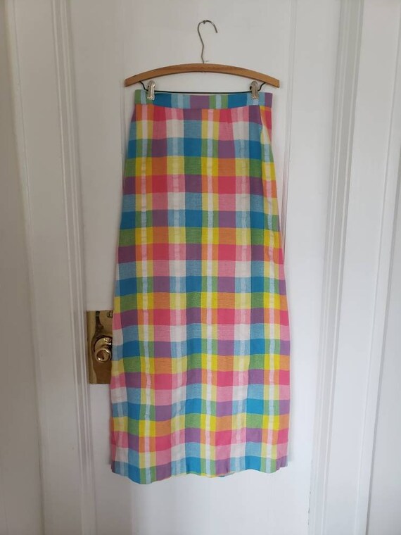 Long Vintage Seersucker Easter Egg Skirt, Handmade