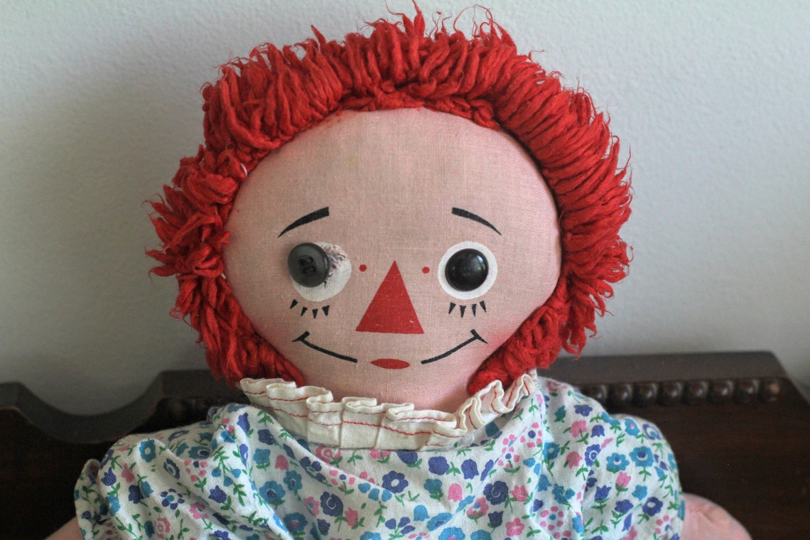 Vintage Raggedy Ann Doll with Button Eye Etsy